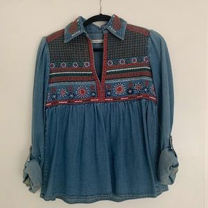 Alice and Olivia Denim Babydoll Shirt